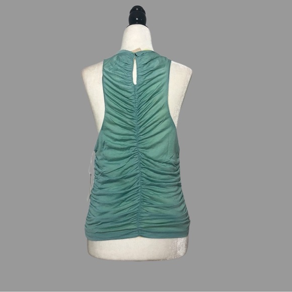 ❤️ L ❤️ NWT Anthro Reversible Ruched Tank Halter Keyhole Back Button - Picture 3 of 9